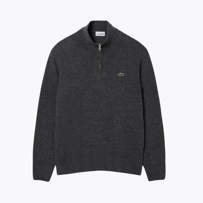 LC Zipped High Neck Carded Wool Sweater
